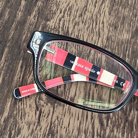 Kate Spade New York Lucyann Eyeglasses Frame Only Small Brick Black Pink Acetate - Picture 3 of 15